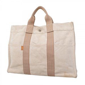 Hermes New Fool Tote MM Canvas Brown Women's Bag